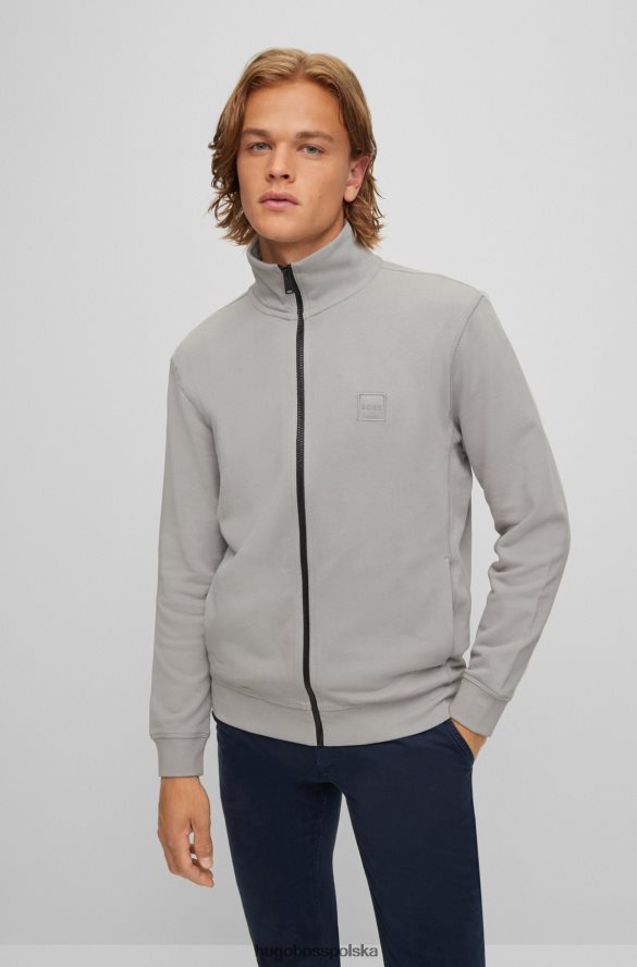 Hugo Boss Kurtka o swobodnym kroju z materiału frotté z szarą naszywką z logo hugo szary R0X0H62700