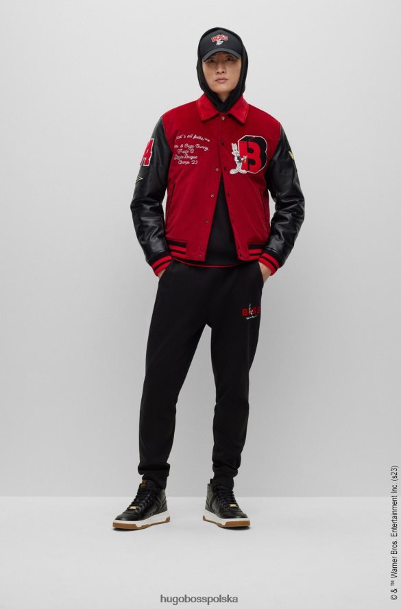 Hugo Boss Looney Tunes x Hugo – bawełniane spodnie dresowe z blokadą czarny R0X0H63396