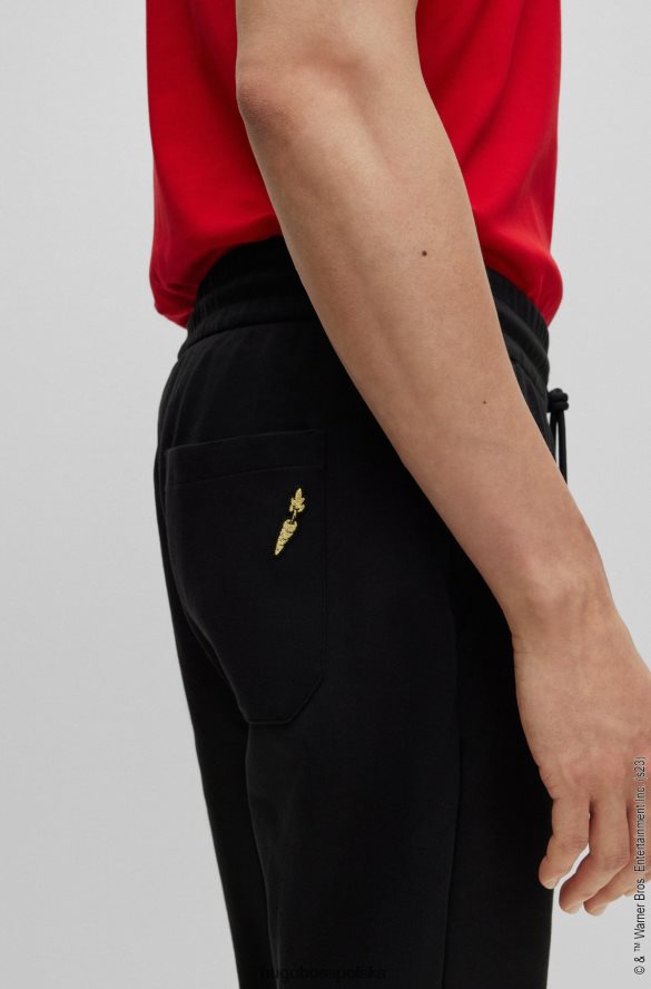 Hugo Boss Looney Tunes x Hugo – bawełniane spodnie dresowe z blokadą czarny R0X0H63396