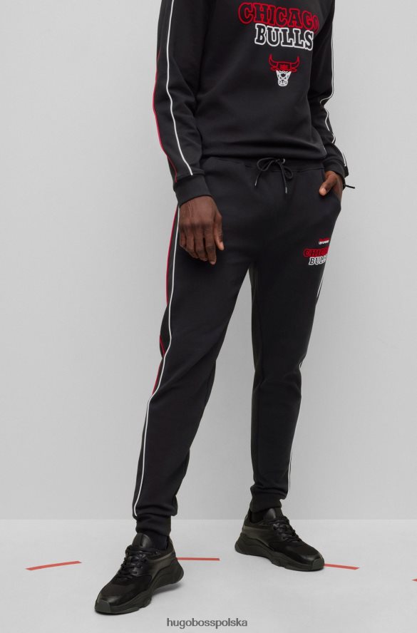 Hugo Boss & NBA Dresowe spodnie z mieszanki bawełny i logo z flokowanym nadrukiem byki NBA R0X0H62209