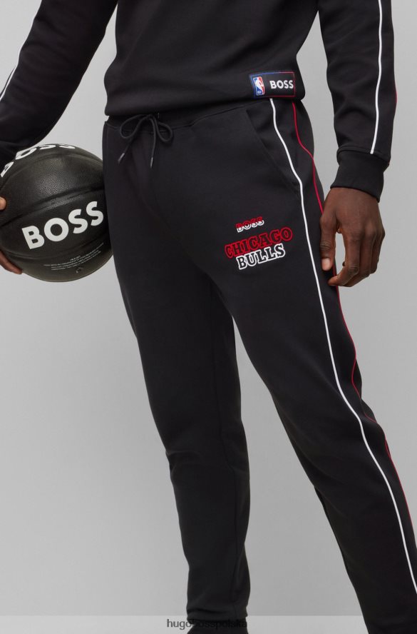 Hugo Boss & NBA Dresowe spodnie z mieszanki bawełny i logo z flokowanym nadrukiem byki NBA R0X0H62209