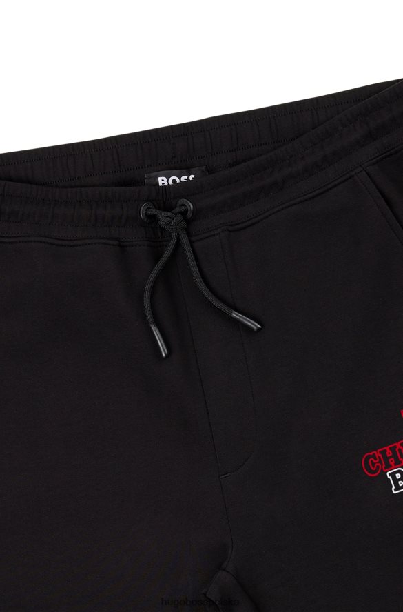 Hugo Boss & NBA Dresowe spodnie z mieszanki bawełny i logo z flokowanym nadrukiem byki NBA R0X0H62209