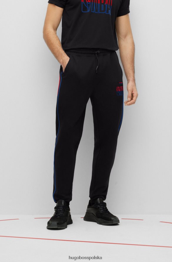 Hugo Boss & NBA Spodnie dresowe z mieszanki bawełny i logo z flokowanym nadrukiem rodzaj NBA R0X0H62210