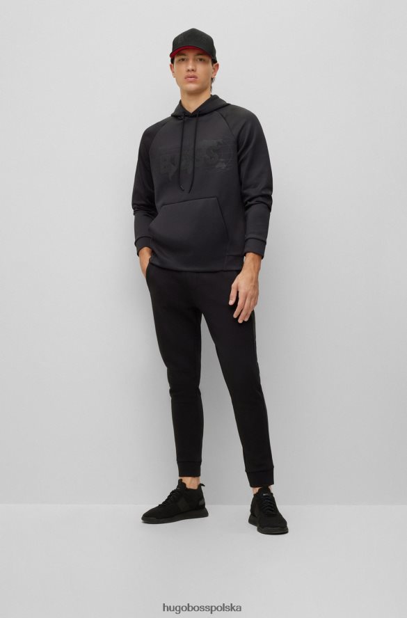 Hugo Boss Rozciągliwa, luźna bluza z kapturem i logo hugo z kryształkami w kolorze czarnym czarny R0X0H63965