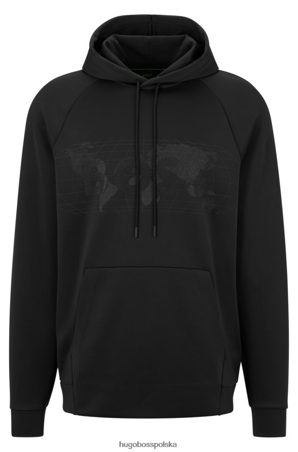 Hugo Boss Rozciągliwa, luźna bluza z kapturem i logo hugo z kryształkami w kolorze czarnym czarny R0X0H63965