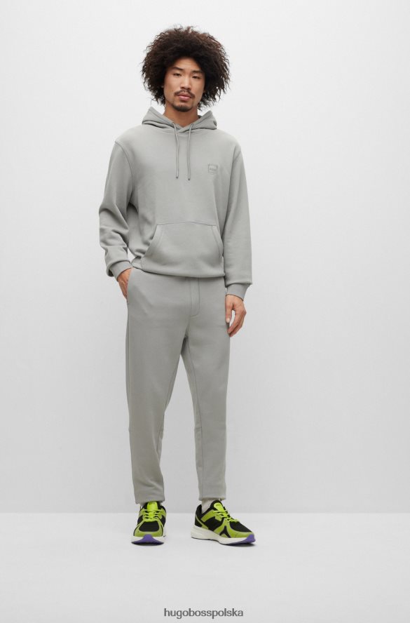 Hugo Boss Spodnie dresowe hugo z bawełny frotte i szarą naszywką z logo szary R0X0H61438