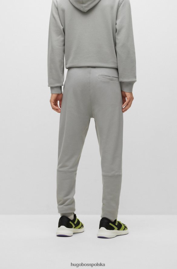 Hugo Boss Spodnie dresowe hugo z bawełny frotte i szarą naszywką z logo szary R0X0H61438