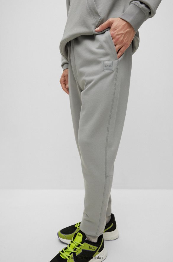 Hugo Boss Spodnie dresowe hugo z bawełny frotte i szarą naszywką z logo szary R0X0H61438