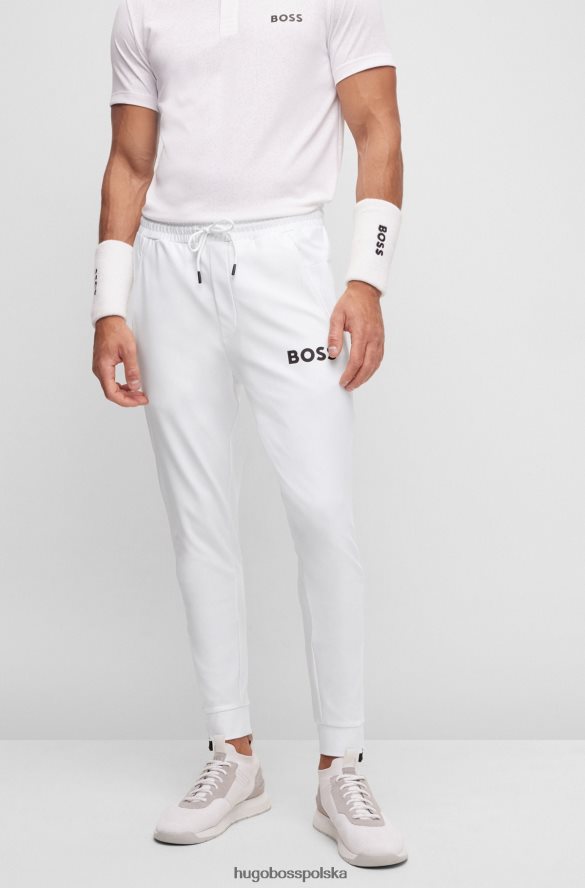 Hugo Boss Spodnie dresowe x Matteo Berrettini z logo i charakterystycznymi paskami i mankietami u dołu biały R0X0H64411