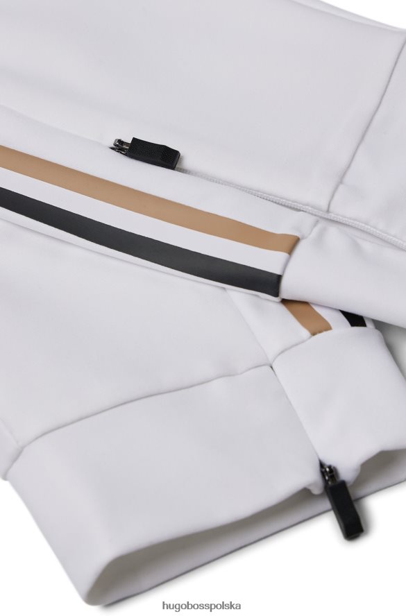 Hugo Boss Spodnie dresowe x Matteo Berrettini z logo i charakterystycznymi paskami i mankietami u dołu biały R0X0H64411