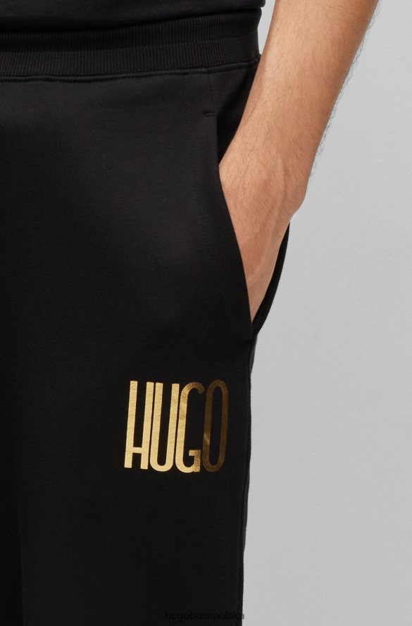 Hugo Boss Spodnie dresowe z bawełnianej froty z logo Hugo w kolorze czarnym czarny R0X0H63350