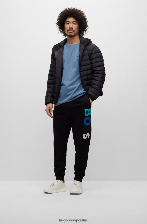 Hugo Boss Spodnie dresowe z bawełny frotte z polarowym logo hugo w kolorze czarnym czarny R0X0H63468