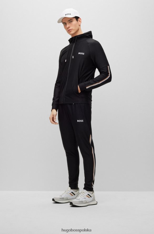 Hugo Boss Spodnie dresowe z logo Hugo x Matteo Berrettini, z charakterystycznymi paskami i mankietami u dołu czarny R0X0H64410