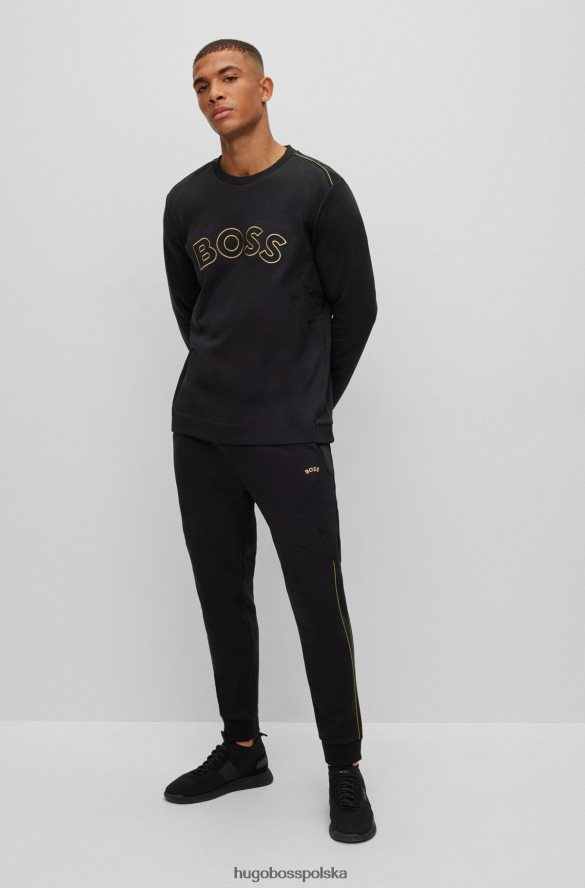 Hugo Boss Spodnie dresowe z mieszanki bawełny z grafiką w kratkę w kolorze czarnym hugo czarny R0X0H61135