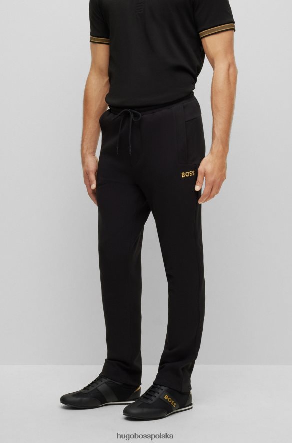 Hugo Boss Spodnie dresowe z mieszanki bawełny z kontrastowym logo w kolorze czarnym hugo czarny R0X0H62786