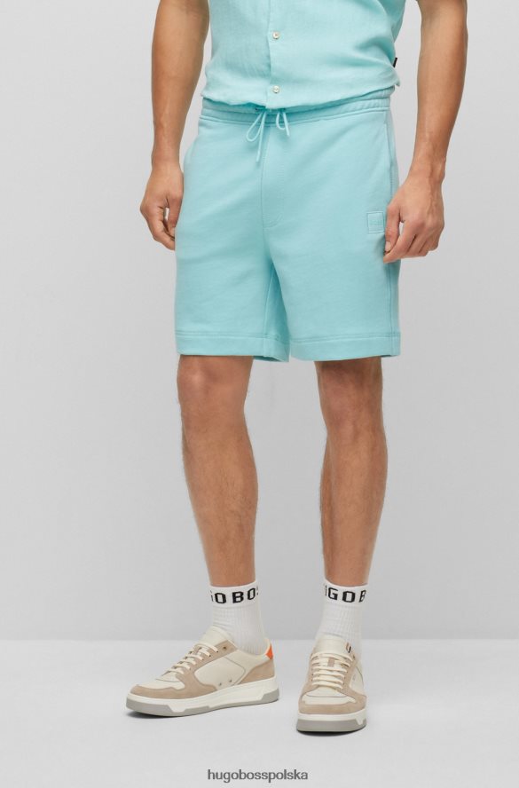 Hugo Boss Szorty ściągane sznurkiem z bawełny frotte z naszywką z logo w kolorze jasnoniebieskim hugo jasny niebieski R0X0H63932