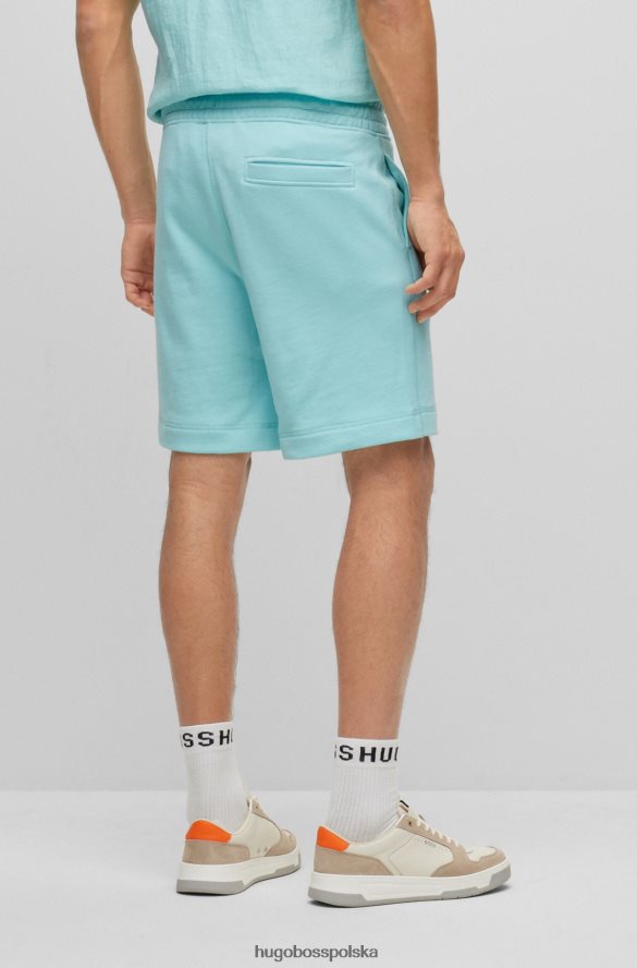Hugo Boss Szorty ściągane sznurkiem z bawełny frotte z naszywką z logo w kolorze jasnoniebieskim hugo jasny niebieski R0X0H63932