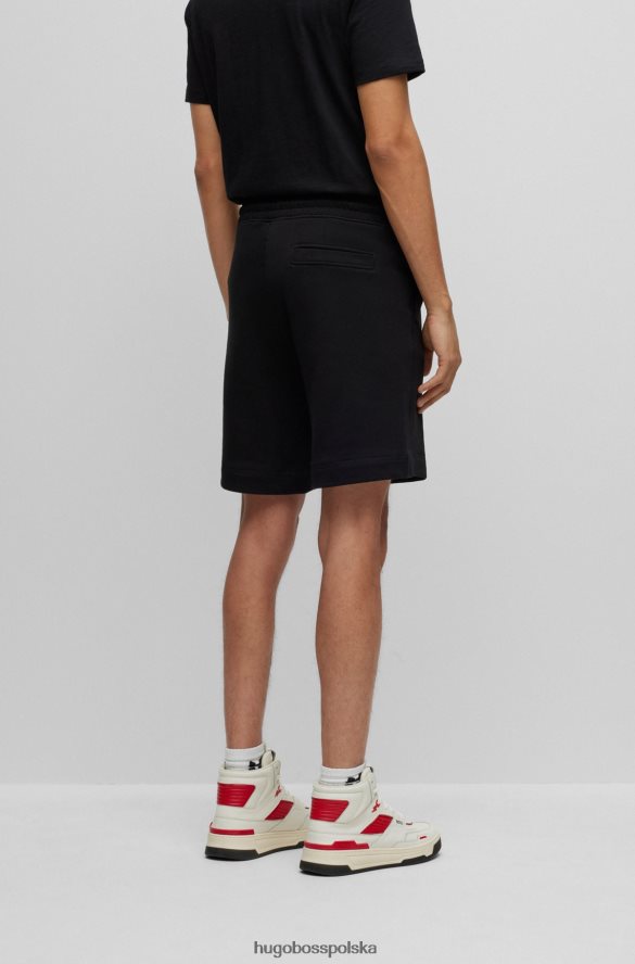Hugo Boss Szorty hugo ze sznurkiem z francuskiej bawełny frotte z czarną naszywką z logo czarny R0X0H63931