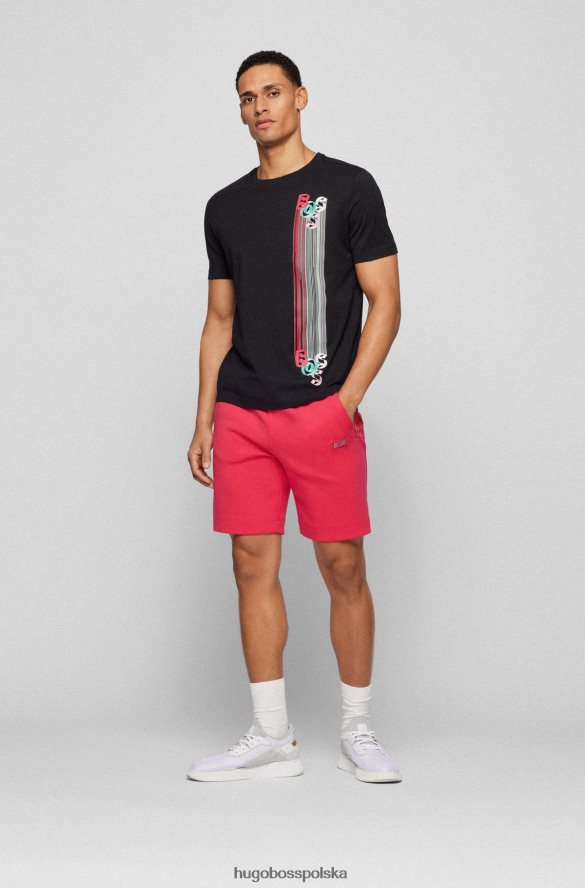 Hugo Boss Szorty o regularnym kroju z mieszanki bawełny z wielokolorowym logo hugo w kolorze różowym różowy R0X0H62280