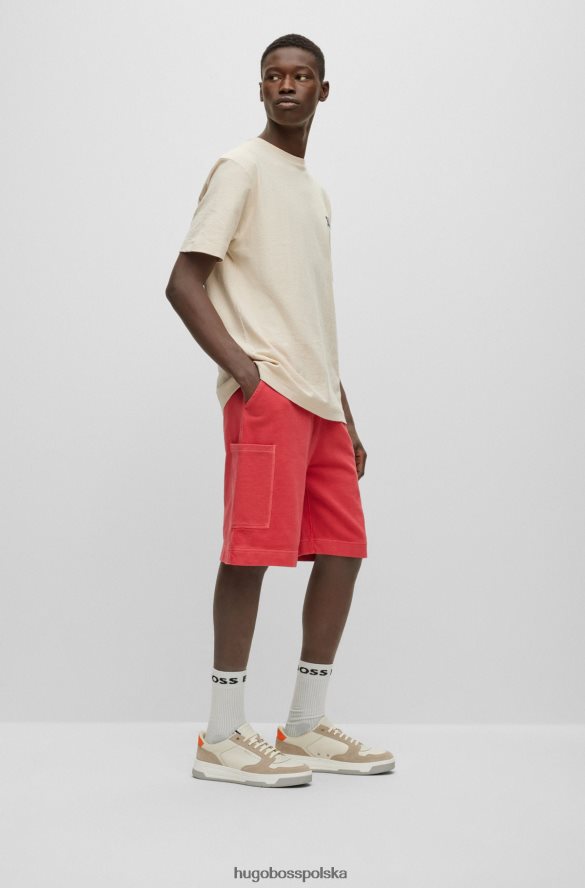 Hugo Boss Szorty z barwionej bawełny frotte z naszywanymi kieszeniami, czerwone hugo czerwony R0X0H64189
