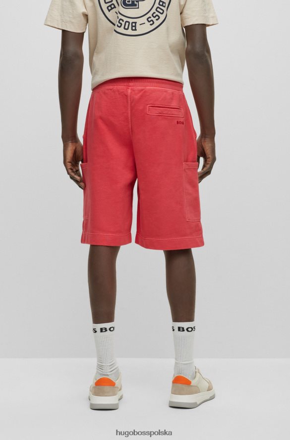 Hugo Boss Szorty z barwionej bawełny frotte z naszywanymi kieszeniami, czerwone hugo czerwony R0X0H64189