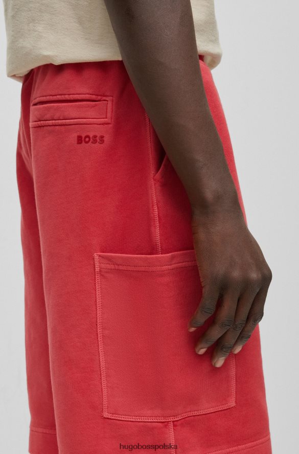 Hugo Boss Szorty z barwionej bawełny frotte z naszywanymi kieszeniami, czerwone hugo czerwony R0X0H64189
