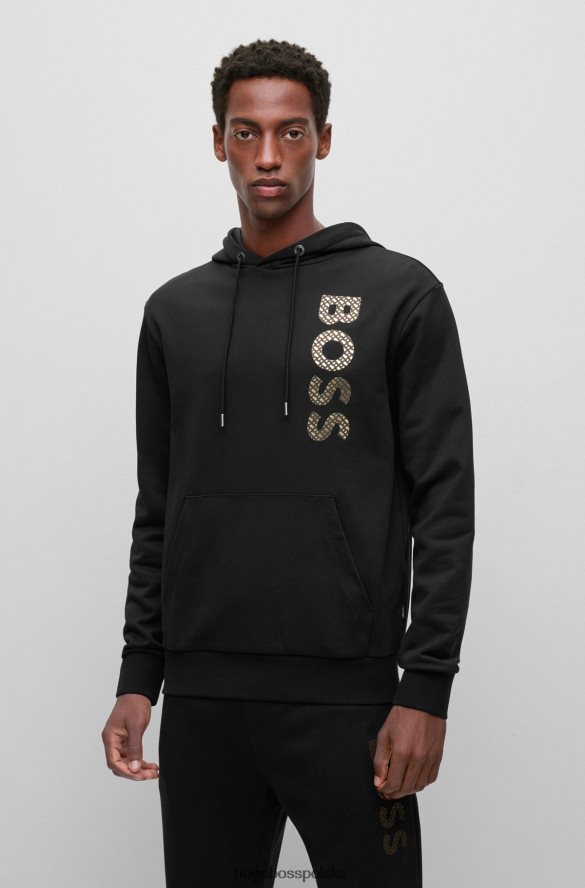 Hugo Boss Wypełniona monogramami bluza z logo, wykonana z bawełny frotte w kolorze hugo w kolorze czarnym czarny R0X0H6911