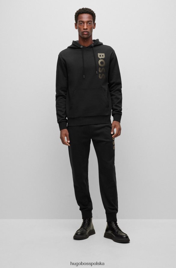 Hugo Boss Wypełniona monogramami bluza z logo, wykonana z bawełny frotte w kolorze hugo w kolorze czarnym czarny R0X0H6911