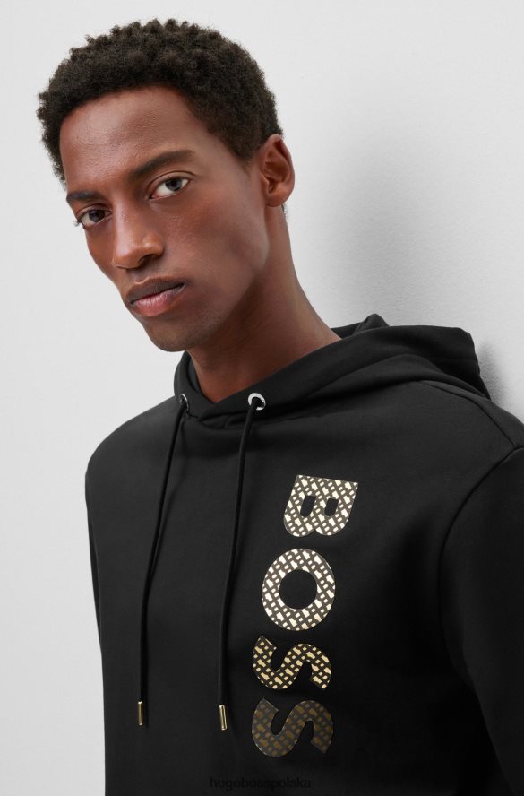 Hugo Boss Wypełniona monogramami bluza z logo, wykonana z bawełny frotte w kolorze hugo w kolorze czarnym czarny R0X0H6911