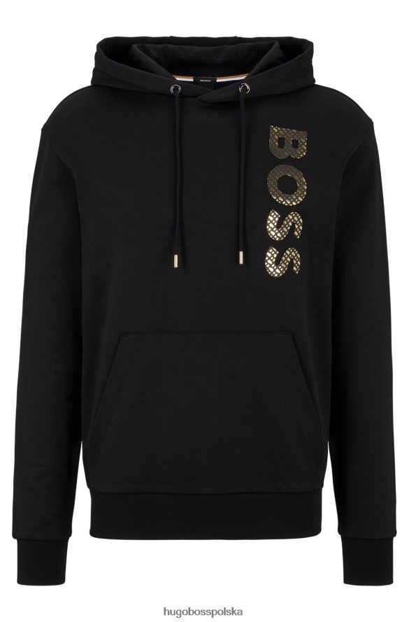 Hugo Boss Wypełniona monogramami bluza z logo, wykonana z bawełny frotte w kolorze hugo w kolorze czarnym czarny R0X0H6911