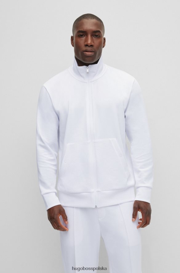 Hugo Boss Zapinana na zamek bluza x Matteo Berrettini z logo, wykonana z bardzo elastycznej tkaniny interlock biały R0X0H63322