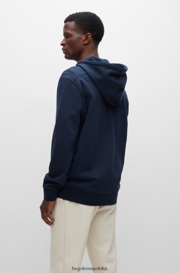 Hugo Boss Zapinana na zamek bluza z bawełny frotte i naszywką z logo Hugo w kolorze granatowym ciemny niebieski R0X0H62040