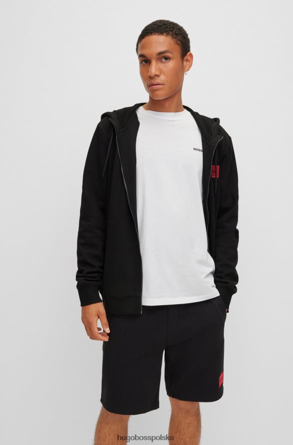 Hugo Boss Zapinana na zamek bluza z bawełny frotte z naszywką z logo Hugo w kolorze czarnym czarny R0X0H62268