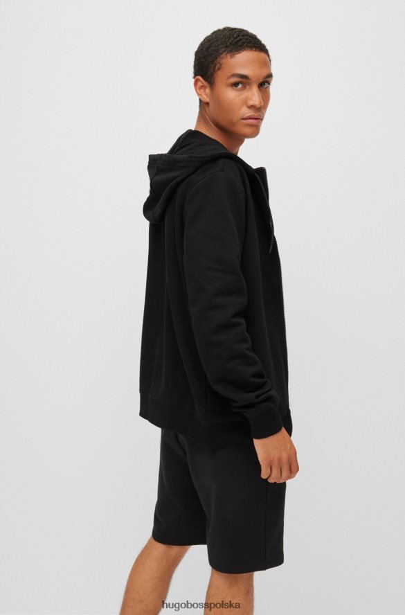 Hugo Boss Zapinana na zamek bluza z bawełny frotte z naszywką z logo Hugo w kolorze czarnym czarny R0X0H62268