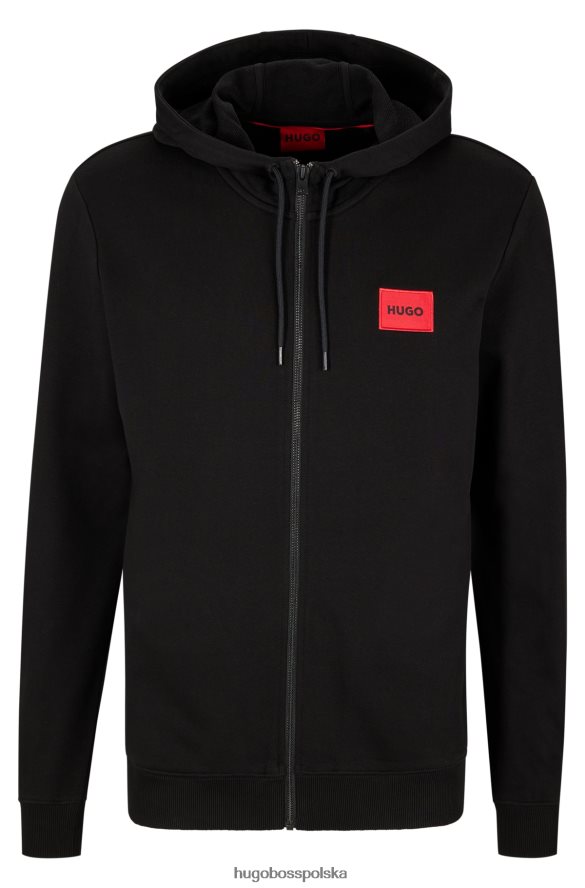 Hugo Boss Zapinana na zamek bluza z bawełny frotte z naszywką z logo Hugo w kolorze czarnym czarny R0X0H62268