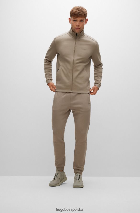 Hugo Boss Zapinana na zamek bluza z bawełny organicznej z zaokrąglonym logo hugo w kolorze beżowym beżowy R0X0H62657