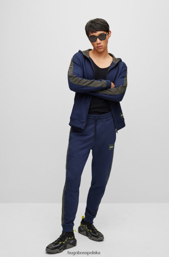 Hugo Boss Zapinana na zamek bluza z francuskiej bawełny frotte i powtarzalnym logo Hugo w kolorze granatowym ciemny niebieski R0X0H62897