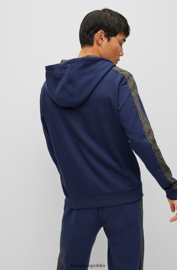 Hugo Boss Zapinana na zamek bluza z francuskiej bawełny frotte i powtarzalnym logo Hugo w kolorze granatowym ciemny niebieski R0X0H62897