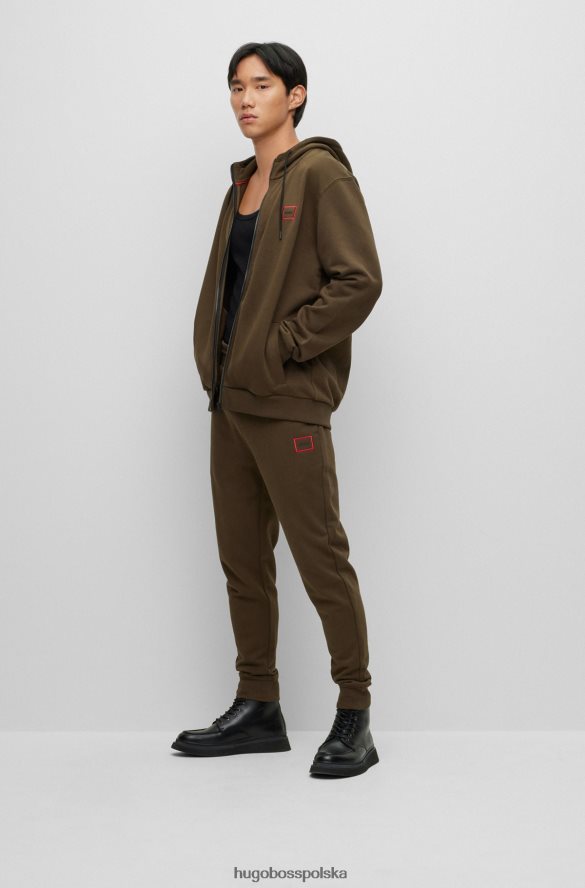 Hugo Boss Zapinana na zamek bluza z frotte z logo hugo w ramce w kolorze ciemnozielonym ciemnozielony R0X0H61849