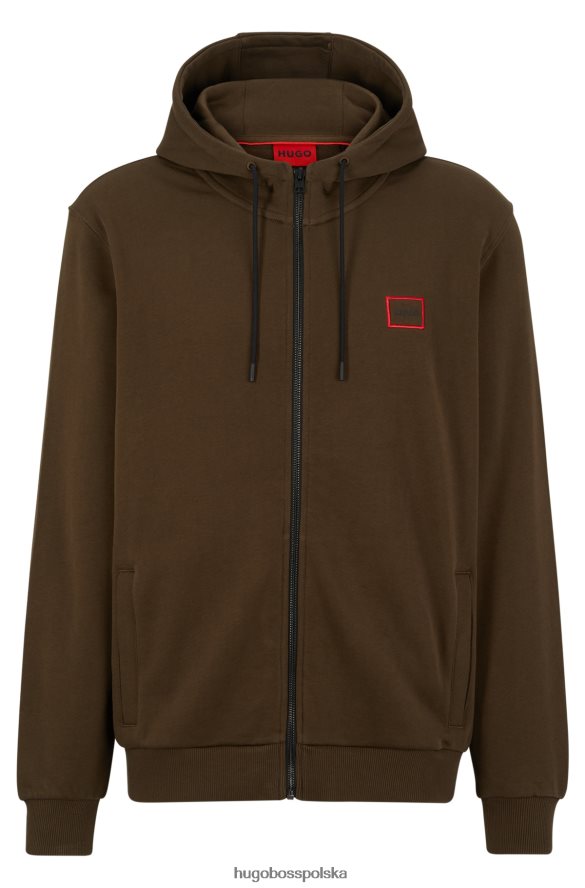 Hugo Boss Zapinana na zamek bluza z frotte z logo hugo w ramce w kolorze ciemnozielonym ciemnozielony R0X0H61849