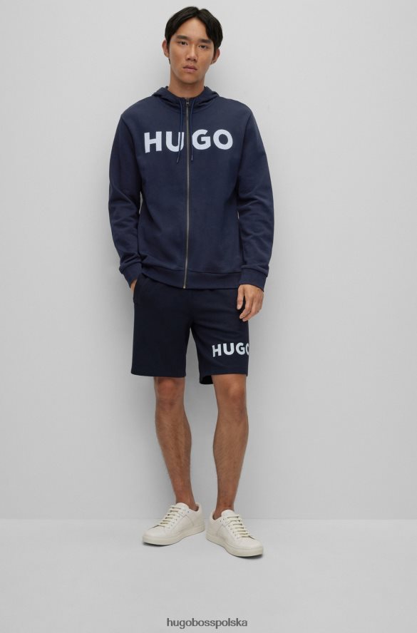 Hugo Boss Zapinana na zamek bluza z frotte z logo w kolorze ciemnoniebieskim hugo ciemny niebieski R0X0H61944