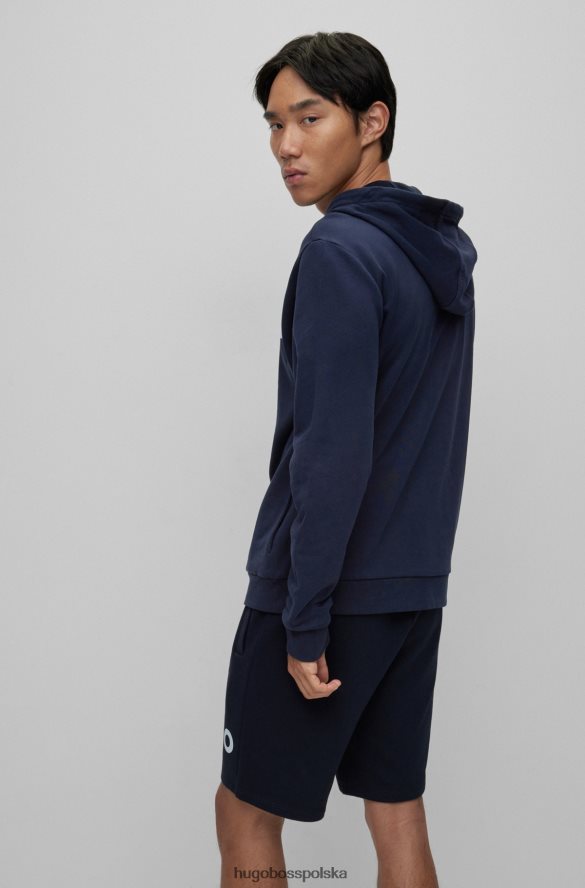 Hugo Boss Zapinana na zamek bluza z frotte z logo w kolorze ciemnoniebieskim hugo ciemny niebieski R0X0H61944