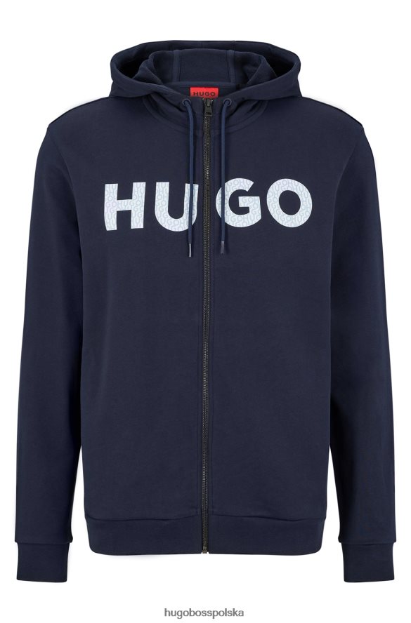 Hugo Boss Zapinana na zamek bluza z frotte z logo w kolorze ciemnoniebieskim hugo ciemny niebieski R0X0H61944