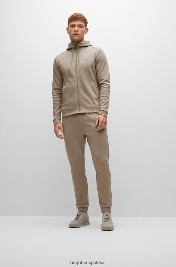 Hugo Boss Zapinana na zamek bluza z kapturem z bawełny organicznej z logo hugo w kolorze beżowym beżowy R0X0H61011