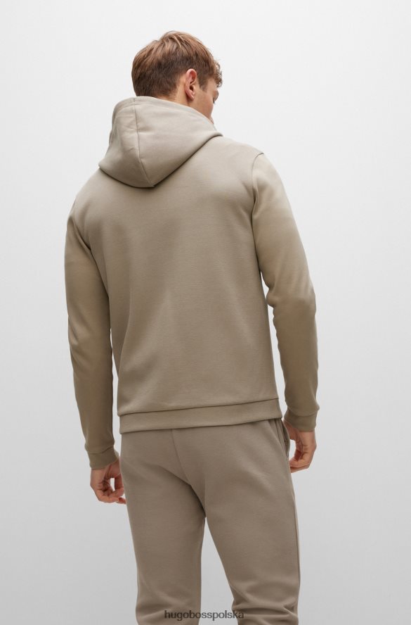 Hugo Boss Zapinana na zamek bluza z kapturem z bawełny organicznej z logo hugo w kolorze beżowym beżowy R0X0H61011