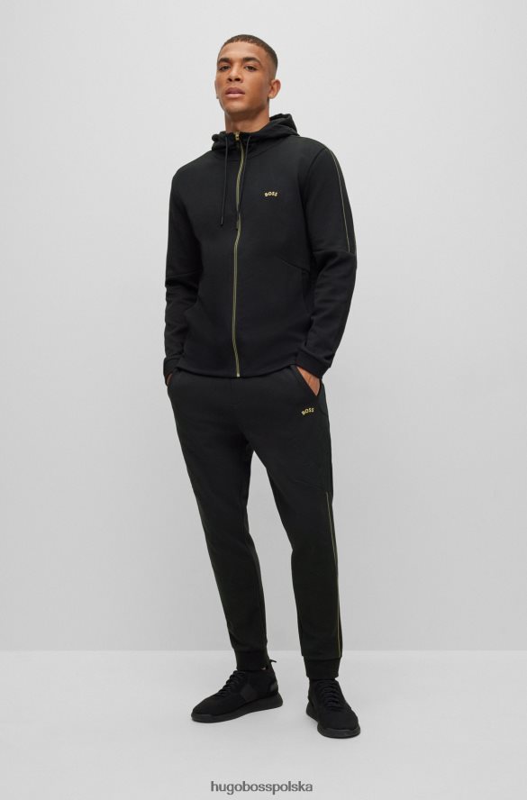 Hugo Boss Zapinana na zamek bluza z kapturem z mieszanki bawełny i grafiką w kratkę w kolorze czarnym hugo czarny R0X0H61063