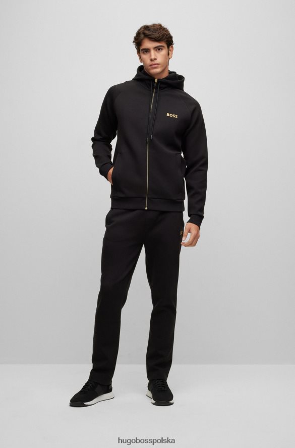 Hugo Boss Zapinana na zamek bluza z mieszanki bawełny i kontrastowym logo hugo w kolorze czarnym czarny R0X0H62445