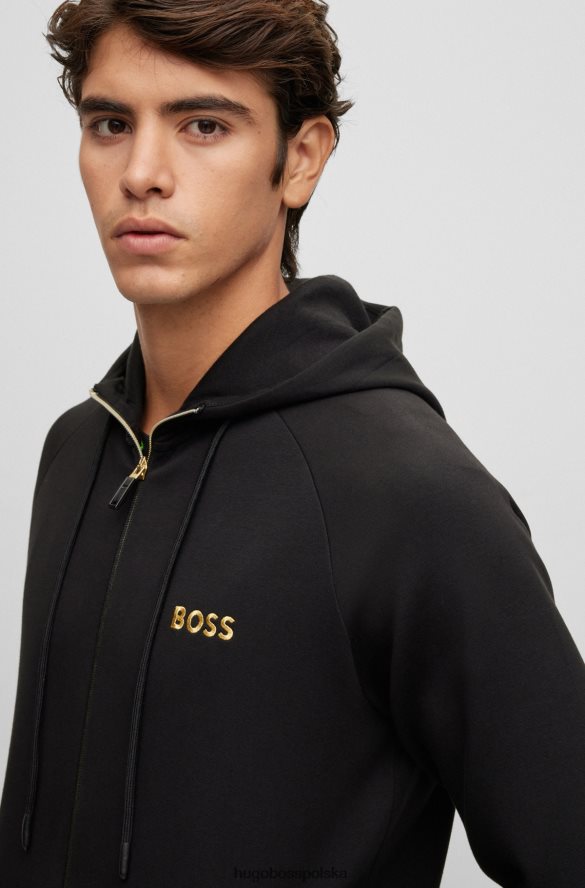 Hugo Boss Zapinana na zamek bluza z mieszanki bawełny i kontrastowym logo hugo w kolorze czarnym czarny R0X0H62445