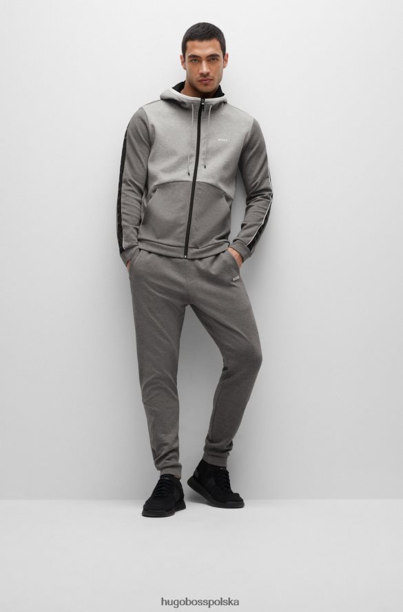 Hugo Boss Zapinana na zamek bluza z mieszanki bawełny i wstawkami z taśmy z logo hugo w kolorze szarym szary R0X0H61231