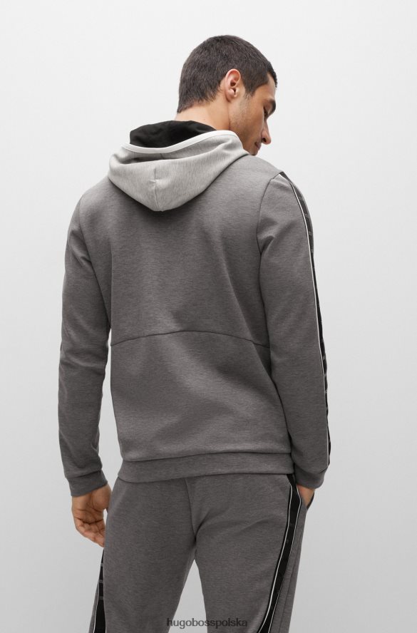 Hugo Boss Zapinana na zamek bluza z mieszanki bawełny i wstawkami z taśmy z logo hugo w kolorze szarym szary R0X0H61231